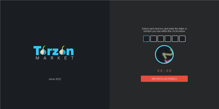 Torzon Market login page with captcha and registration form
